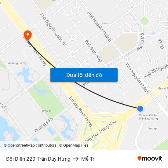 Đối Diện 220 Trần Duy Hưng to Mễ Trì map