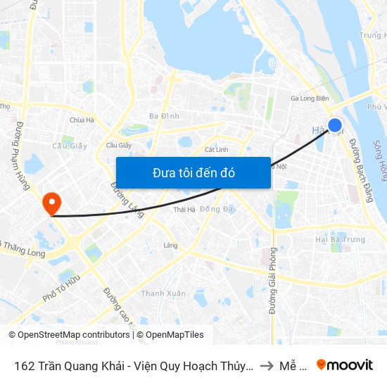 162 Trần Quang Khải - Viện Quy Hoạch Thủy Lợi to Mễ Trì map