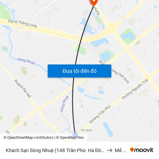 Khách Sạn Sông Nhuệ (148 Trần Phú- Hà Đông) to Mễ Trì map