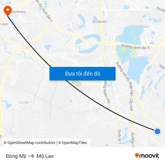 Đông Mỹ to Mộ Lao map