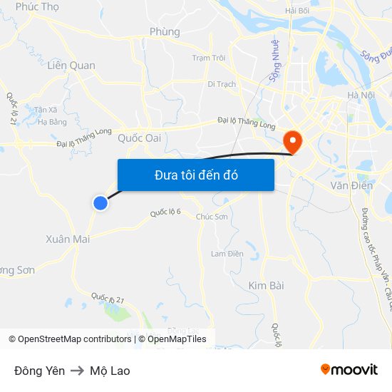 Đông Yên to Mộ Lao map