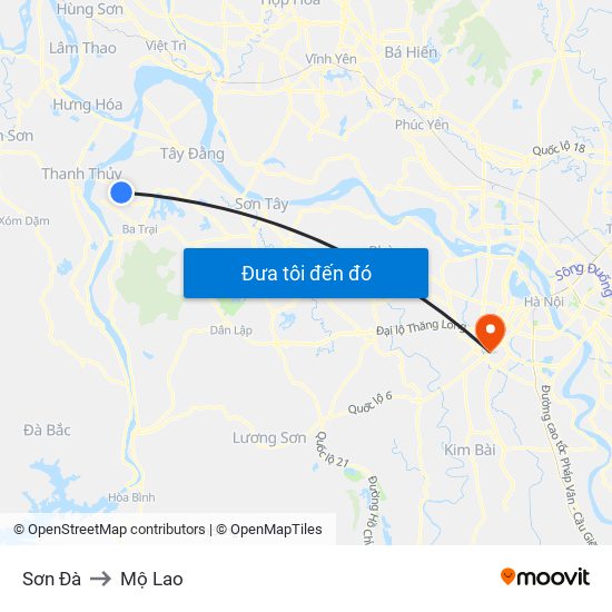 Sơn Đà to Mộ Lao map