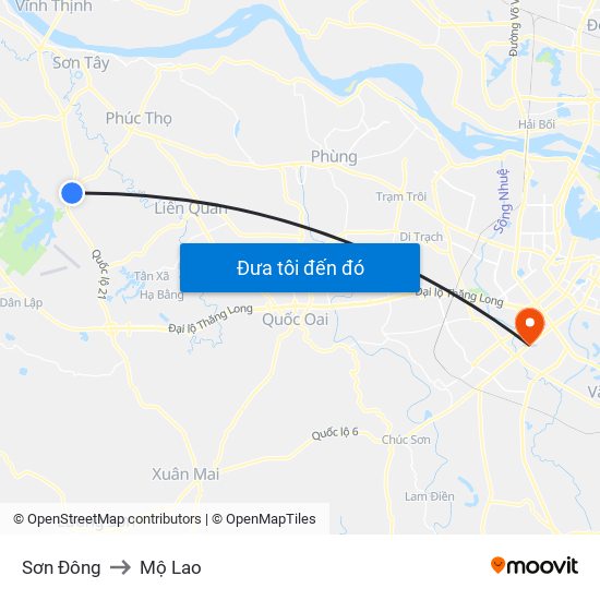 Sơn Đông to Mộ Lao map