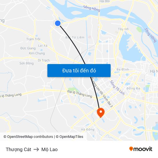 Thượng Cát to Mộ Lao map