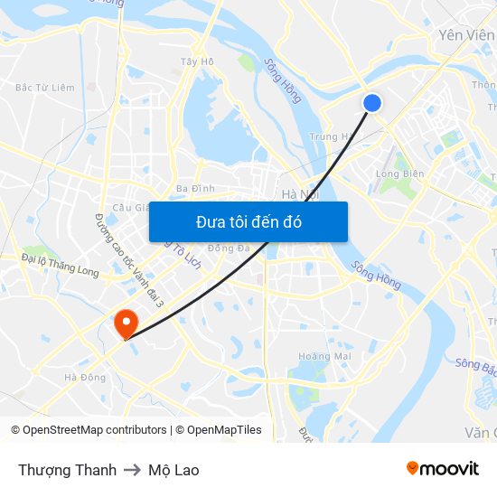 Thượng Thanh to Mộ Lao map