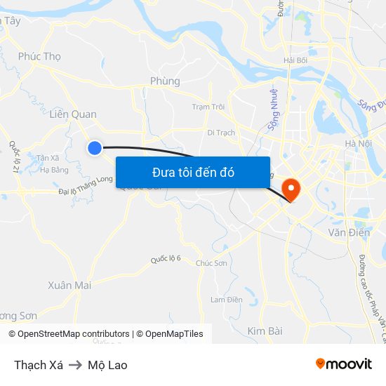 Thạch Xá to Mộ Lao map