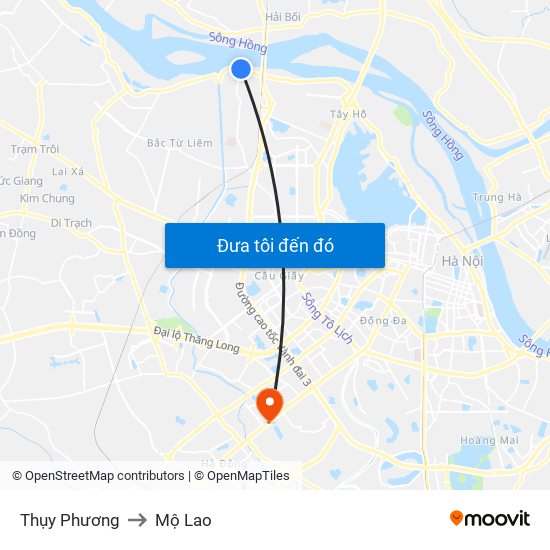 Thụy Phương to Mộ Lao map