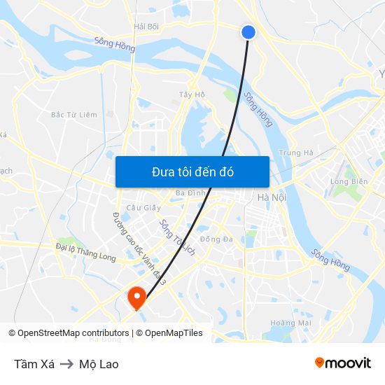 Tầm Xá to Mộ Lao map