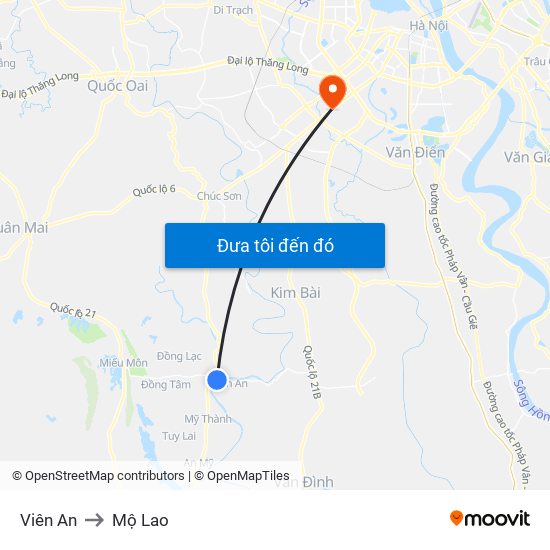 Viên An to Mộ Lao map