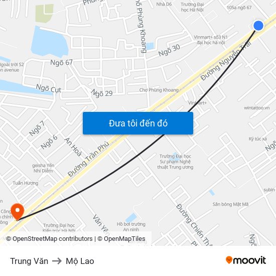 Trung Văn to Mộ Lao map
