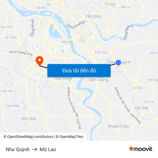 Như Quỳnh to Mộ Lao map