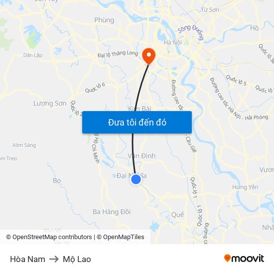 Hòa Nam to Mộ Lao map