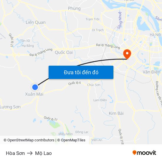 Hòa Sơn to Mộ Lao map