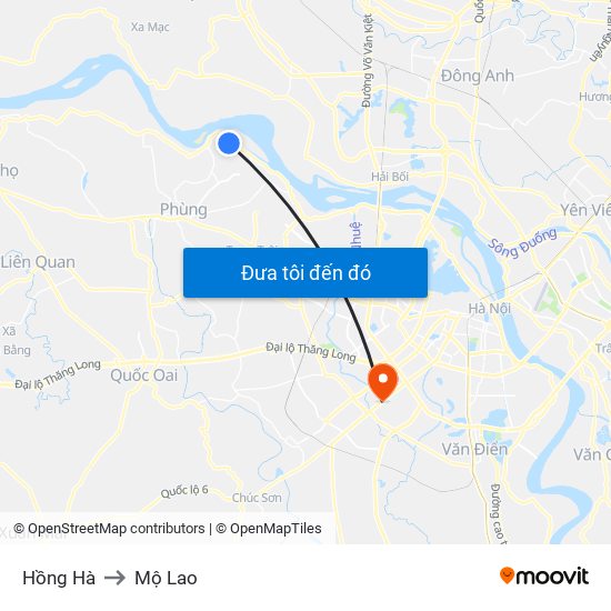 Hồng Hà to Mộ Lao map