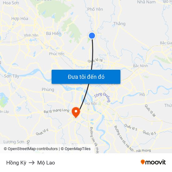 Hồng Kỳ to Mộ Lao map