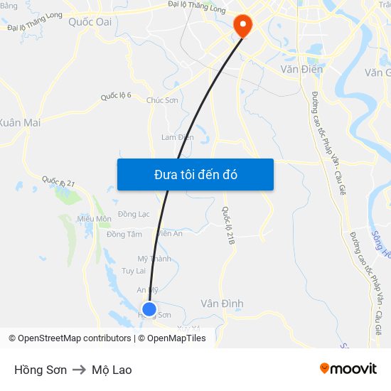 Hồng Sơn to Mộ Lao map