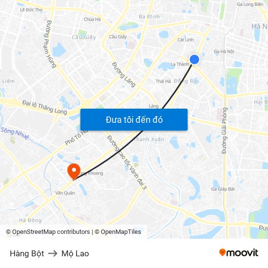 Hàng Bột to Mộ Lao map