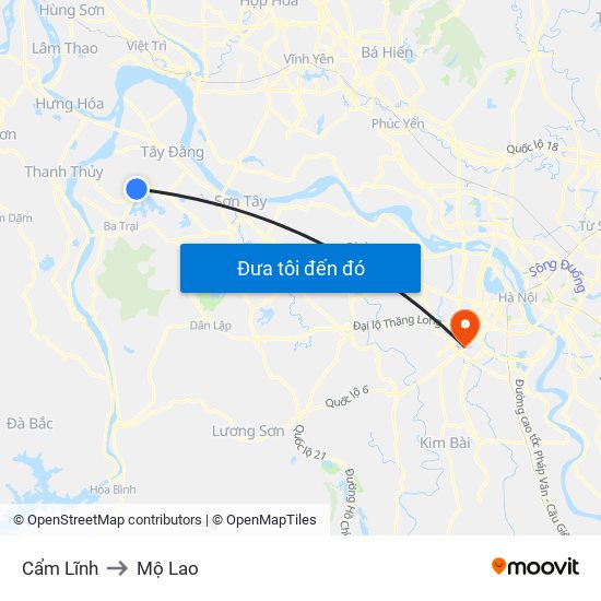 Cẩm Lĩnh to Mộ Lao map
