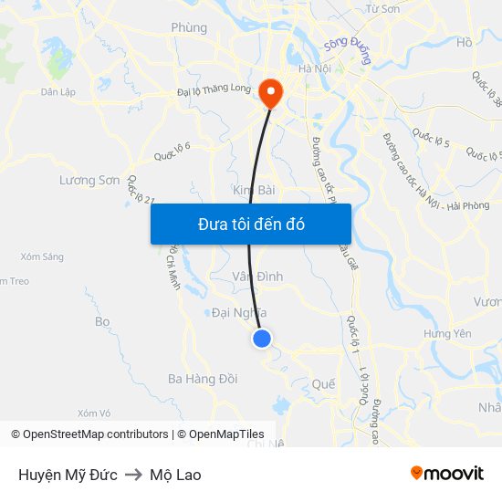 Huyện Mỹ Đức to Mộ Lao map