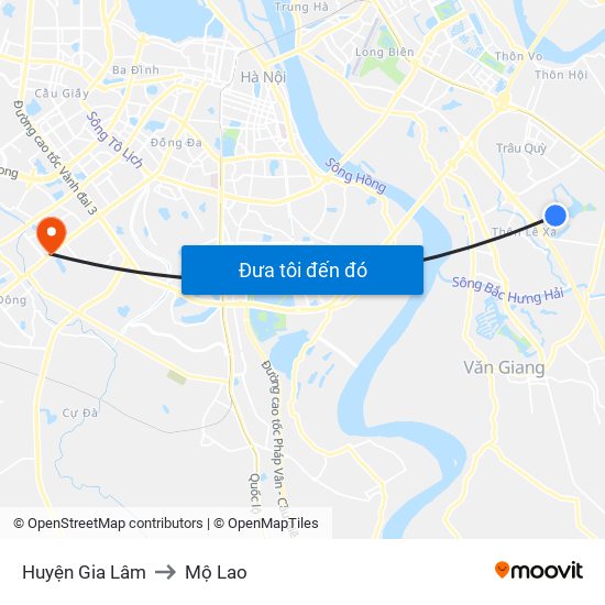 Huyện Gia Lâm to Mộ Lao map