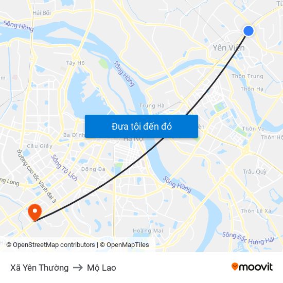 Xã Yên Thường to Mộ Lao map