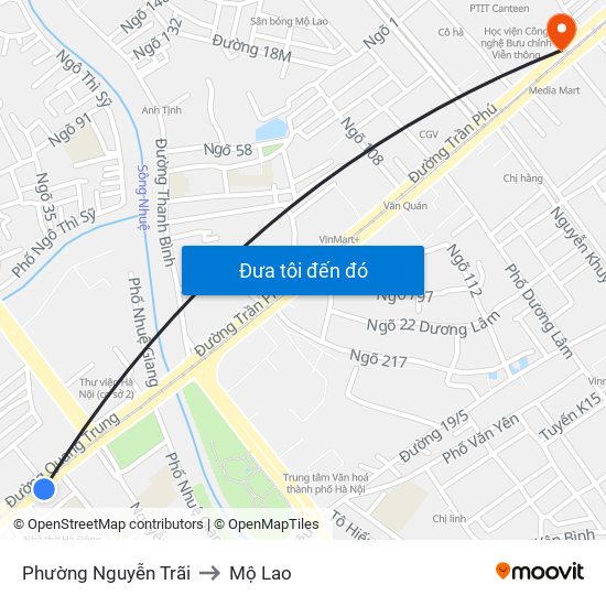 Phường Nguyễn Trãi to Mộ Lao map