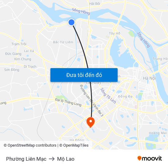Phường Liên Mạc to Mộ Lao map