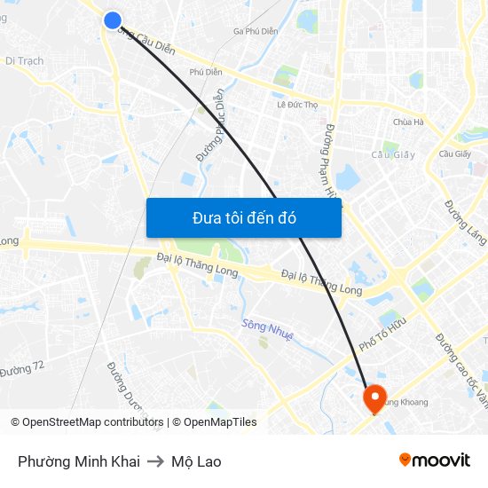 Phường Minh Khai to Mộ Lao map