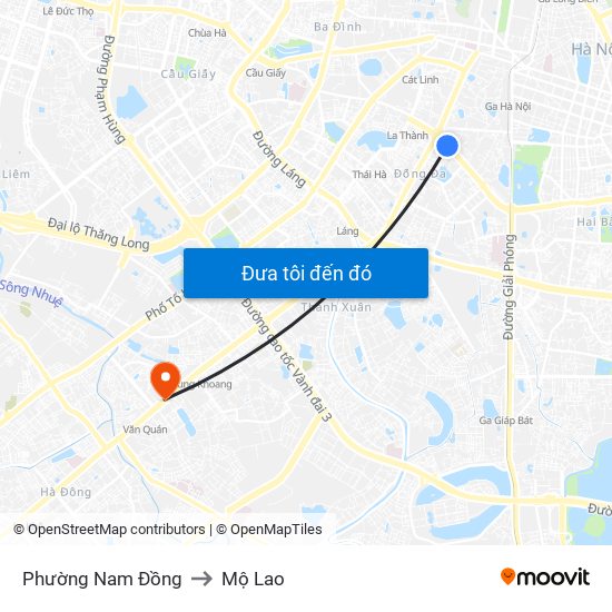 Phường Nam Đồng to Mộ Lao map