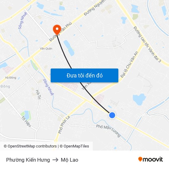 Phường Kiến Hưng to Mộ Lao map