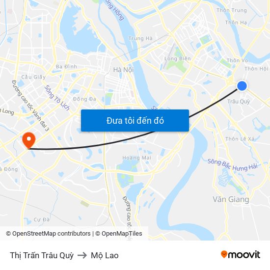 Thị Trấn Trâu Quỳ to Mộ Lao map