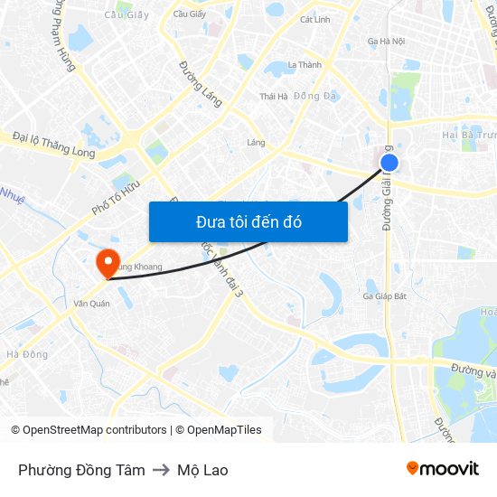 Phường Đồng Tâm to Mộ Lao map