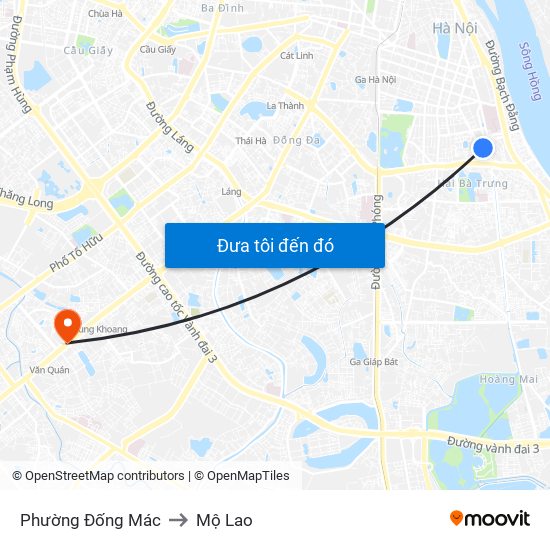 Phường Đống Mác to Mộ Lao map