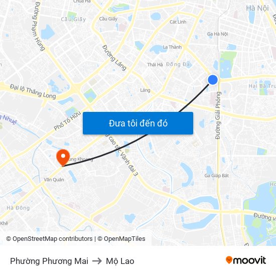 Phường Phương Mai to Mộ Lao map