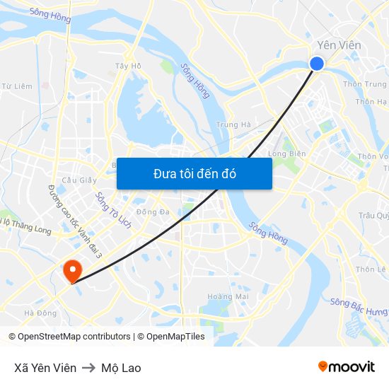 Xã Yên Viên to Mộ Lao map