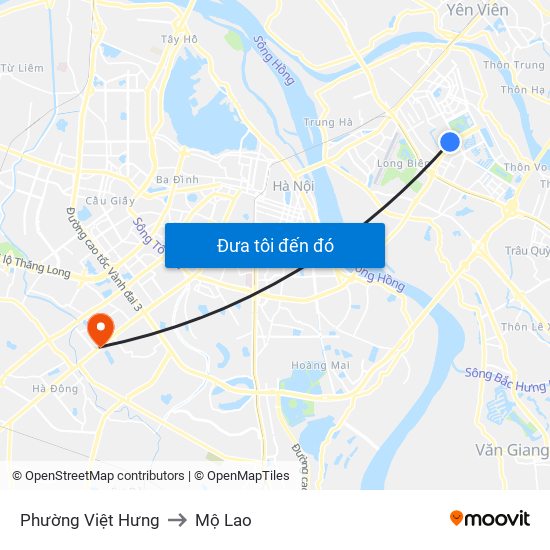 Phường Việt Hưng to Mộ Lao map