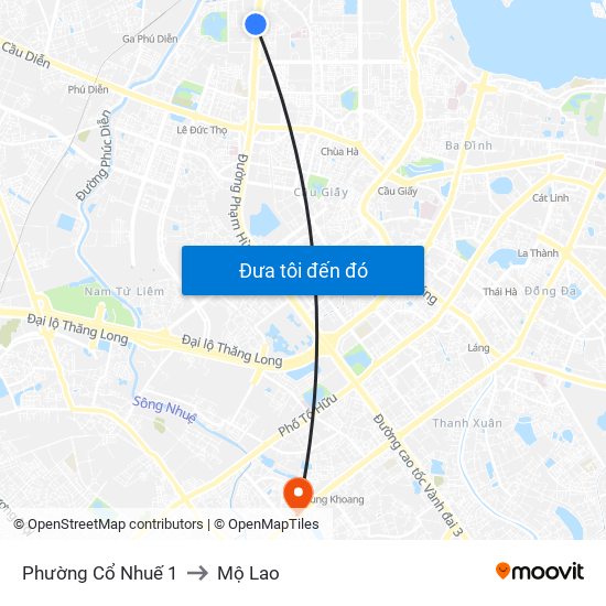 Phường Cổ Nhuế 1 to Mộ Lao map