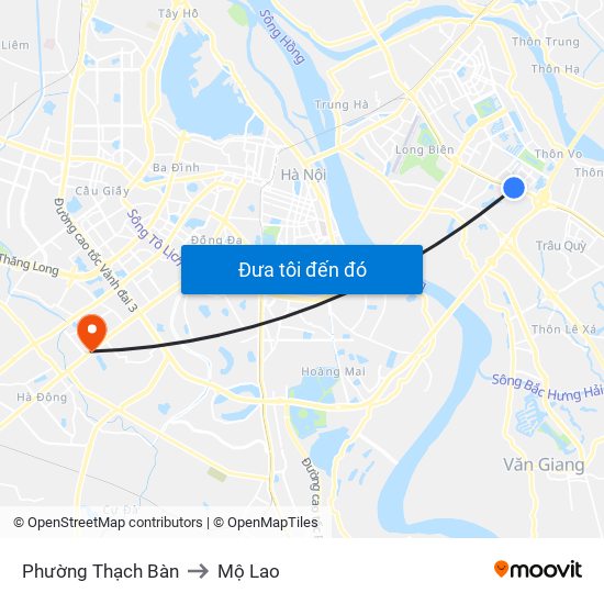 Phường Thạch Bàn to Mộ Lao map