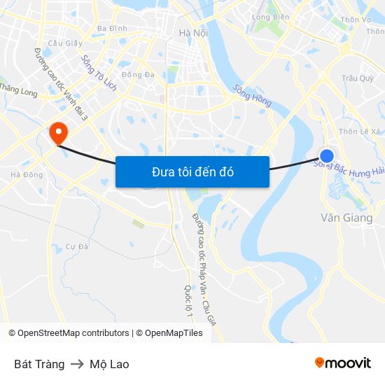 Bát Tràng to Mộ Lao map