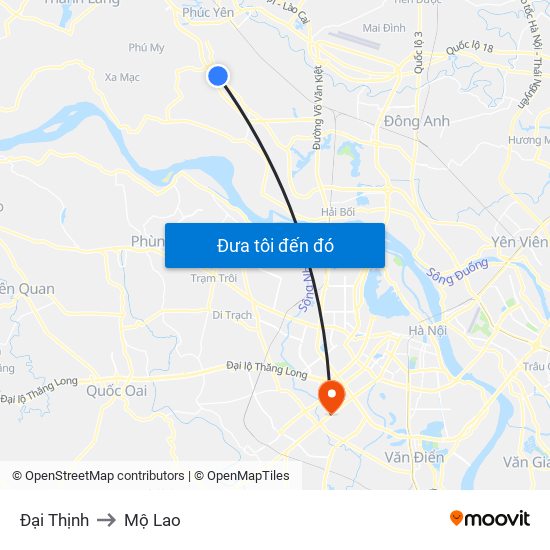 Đại Thịnh to Mộ Lao map