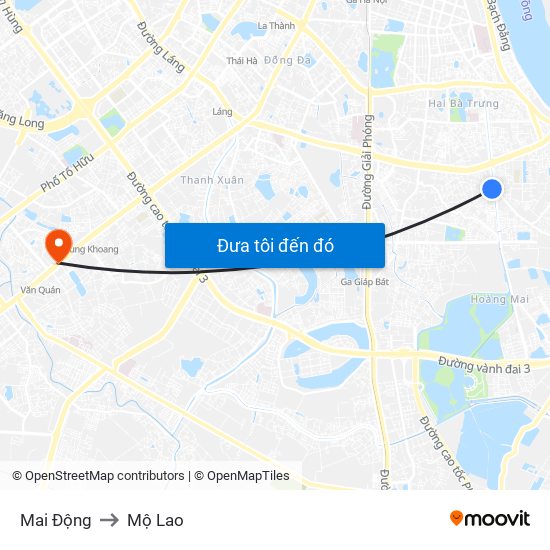 Mai Động to Mộ Lao map
