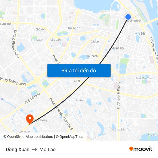 Đồng Xuân to Mộ Lao map
