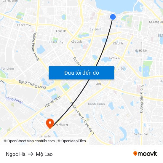 Ngọc Hà to Mộ Lao map