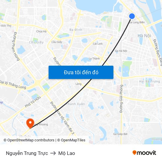 Nguyễn Trung Trực to Mộ Lao map