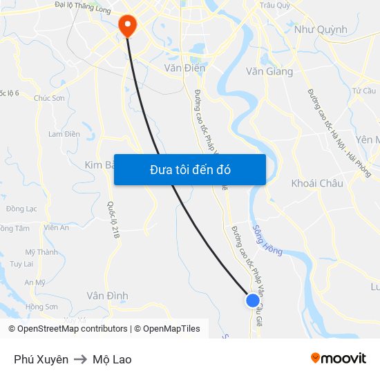 Phú Xuyên to Mộ Lao map