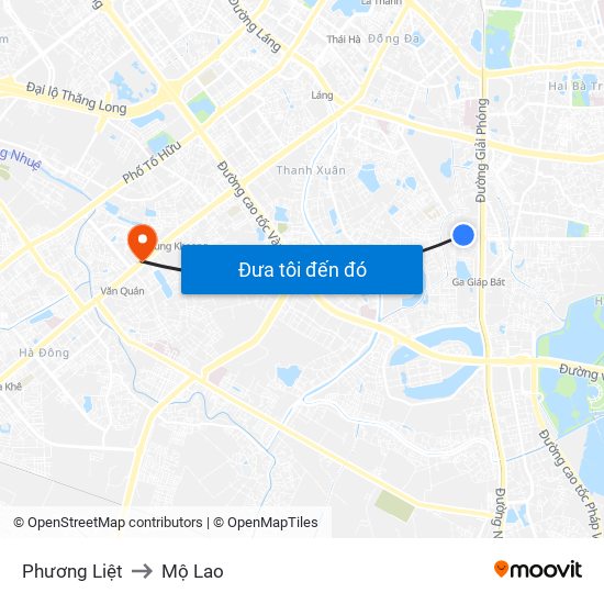 Phương Liệt to Mộ Lao map
