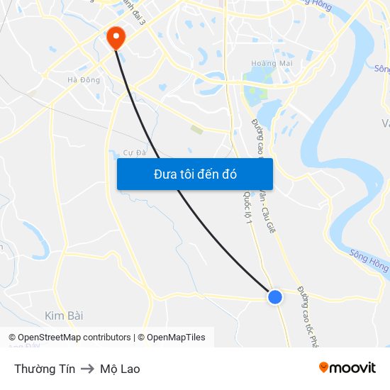 Thường Tín to Mộ Lao map