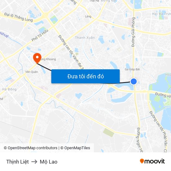 Thịnh Liệt to Mộ Lao map