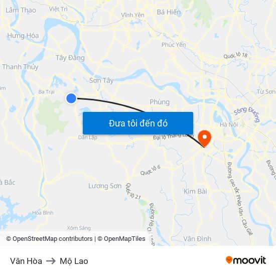 Vân Hòa to Mộ Lao map