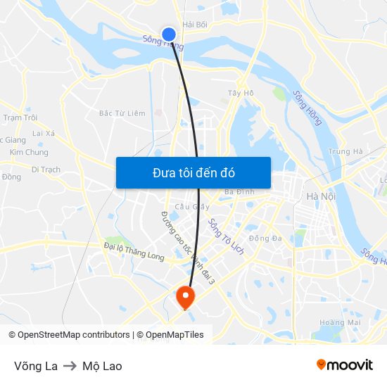 Võng La to Mộ Lao map